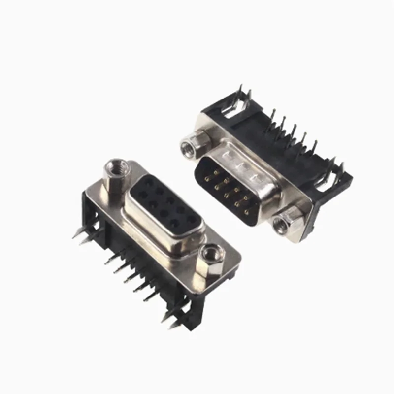5pcs DR9 รู/ขาหญิง/ชายมุมขวาเชื่อม D-Sub 9 ขา RS232 Connector 90 องศา Bent เข็ม DB9 DR9 1