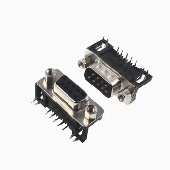 5pcs DR9 รู/ขาหญิง/ชายมุมขวาเชื่อม D-Sub 9 ขา RS232 Connector 90 องศา Bent เข็ม DB9 DR9 1