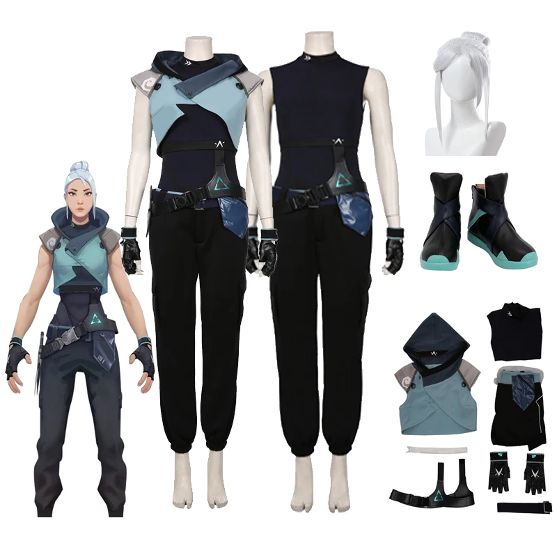 Gioco Validant Jett Cosplay Donne Costume Parrucca Femminile Marksman Roleplay Fantasia Abiti Halloween Carnevale Vestiti Del Partito Travestimento