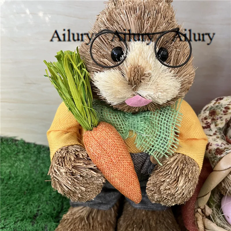 45Cm Orange Forest Straw Rabbit Easter Decoration Big Simulation Bunny  Wedding Home Craft Shopping Window Christmas Gifts Lovely - AliExpress