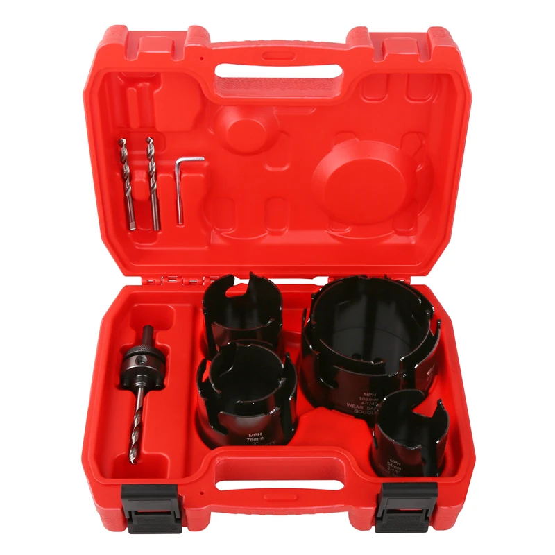 

Vearter 10Pcs 54-108mm Carbide Tipped Multi-Purpose Hole Saw With Set For Wood MDF Cement Board, Plaster