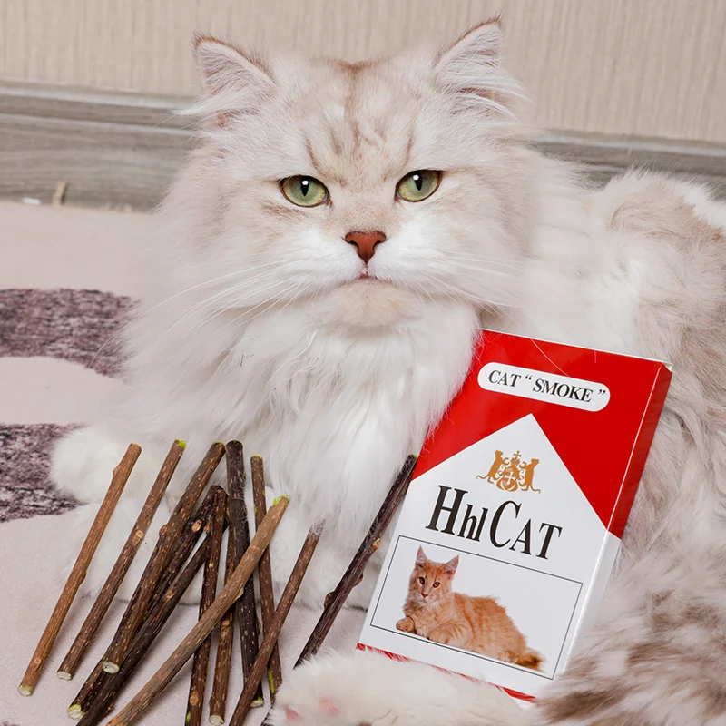 Catnip Cigar Mint Stick Silvervine Interactive Chews Toys All Natural Catnip Sticks 7-10pcs Molar Sticks Teeth Cleaning
