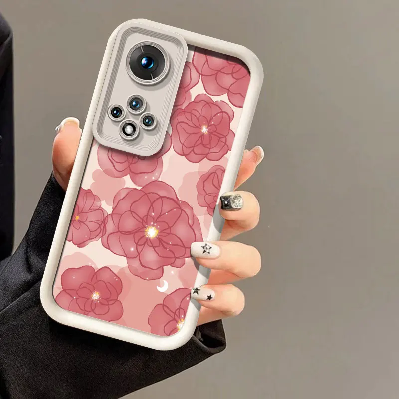 Black Flowers Pattern Shockproof Silicone Phone Case - Soft Cover Capa