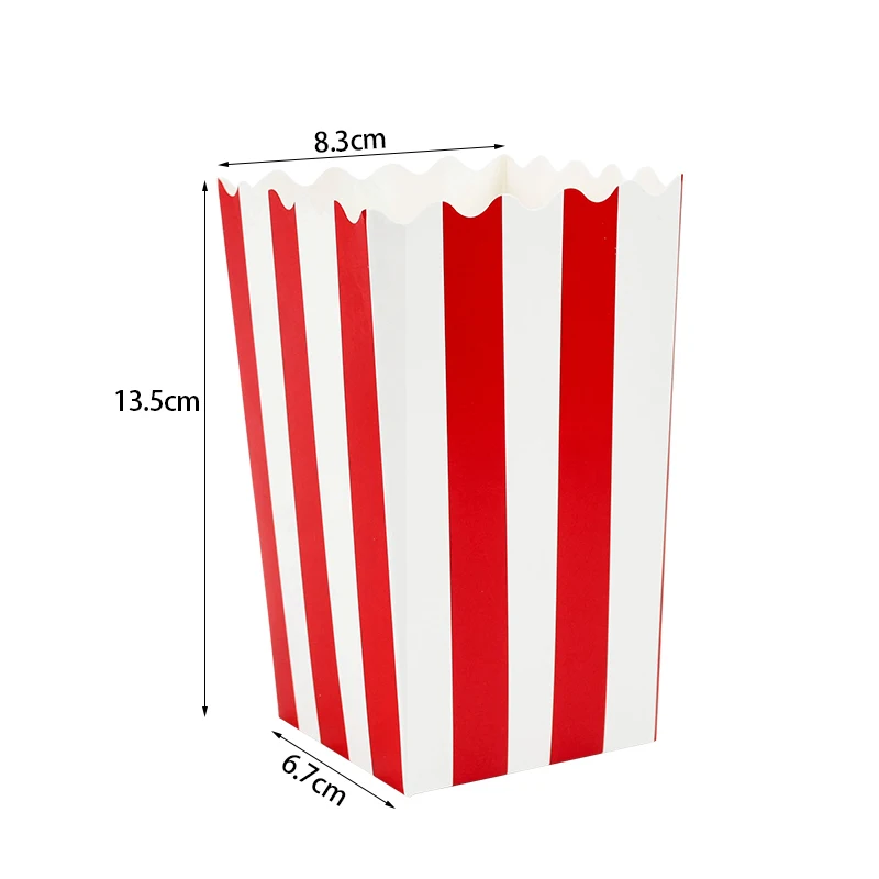 Set of 10 Red & White Striped Popcorn Snack Boxes - Perfect for Movie Nights, Birthdays, and Carnivals
