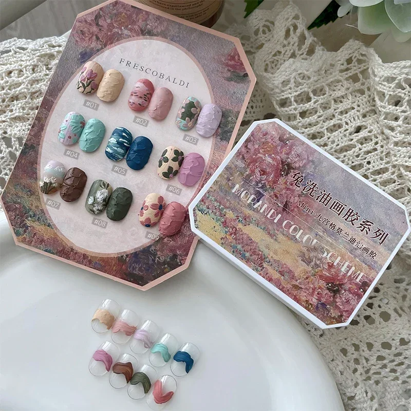 2gx9Colors/Box Nail Drawing Gel 3D Modeling Oil Paint Gel Polish No Wipe Glue Art Design DIY Flowers Painted Carved Nail