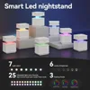 LED Bedside Table, Modern Bedside Table with Charging Station, Bedside Table with 2 Drawers and Sliding Door, White 4