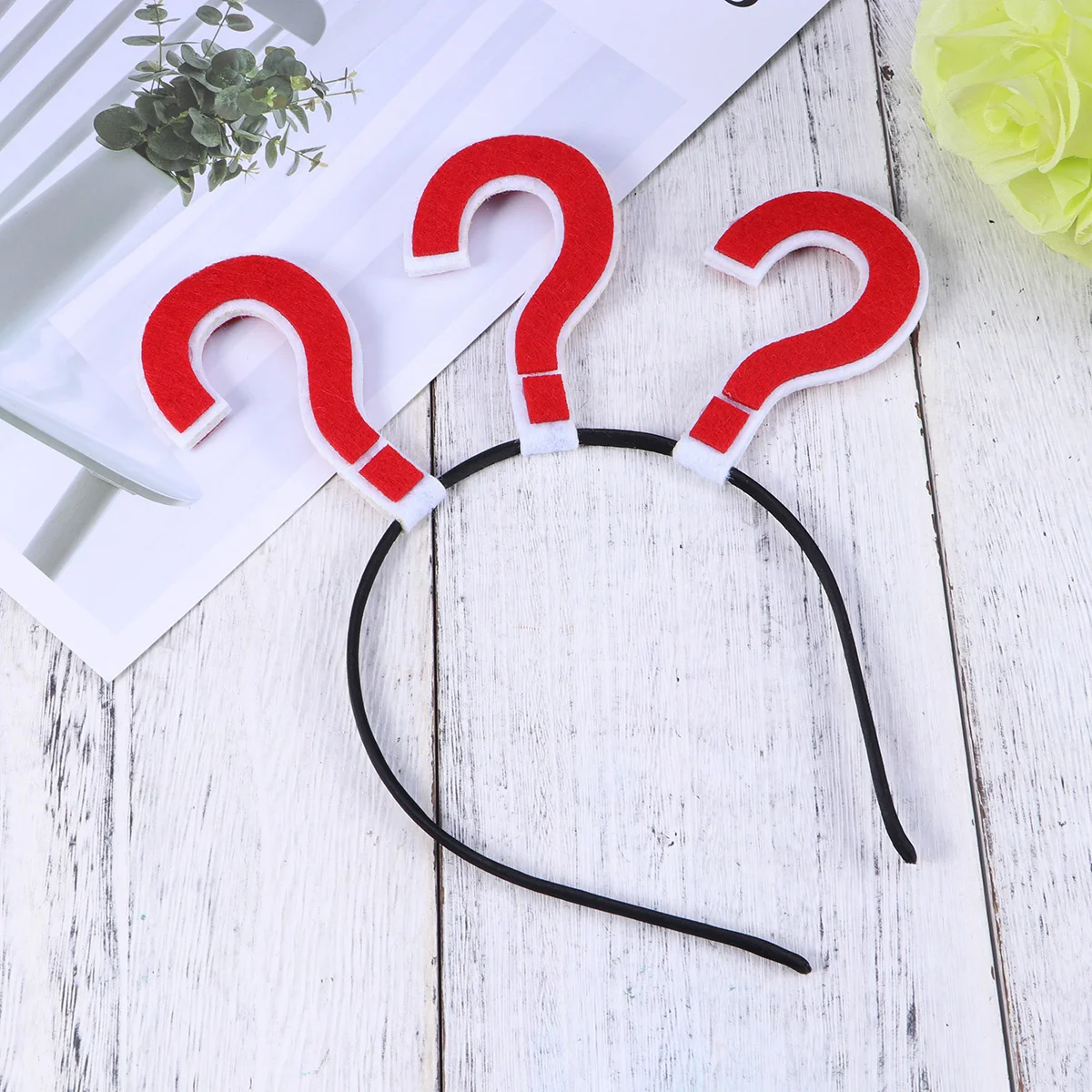 Question Mark Headband Non- woven Funny Hair Band Hair Accessories Selfie Photo Booth Props Party Costume for ( Black ) 4