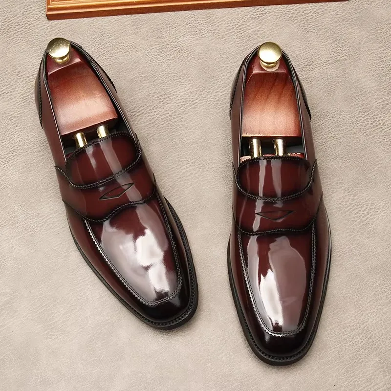Men's Shoes Foot Cover Patent Leather Leather Style Handmade Shoes Men Marriage Love High-grade