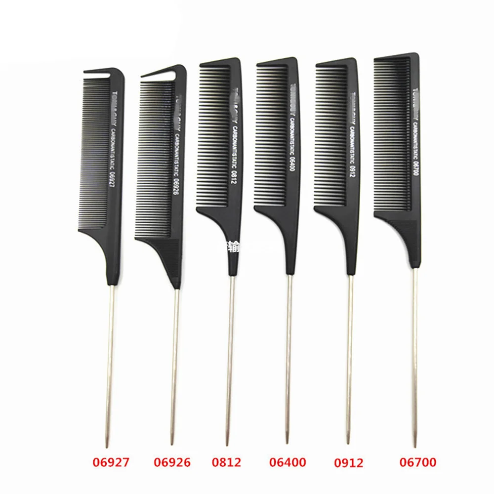 

1PC/6PCS Professional Hair Comb Heat Resistant Medium Cutting Carbon Comb Salon Antistatic Barber Styling Brush Tools