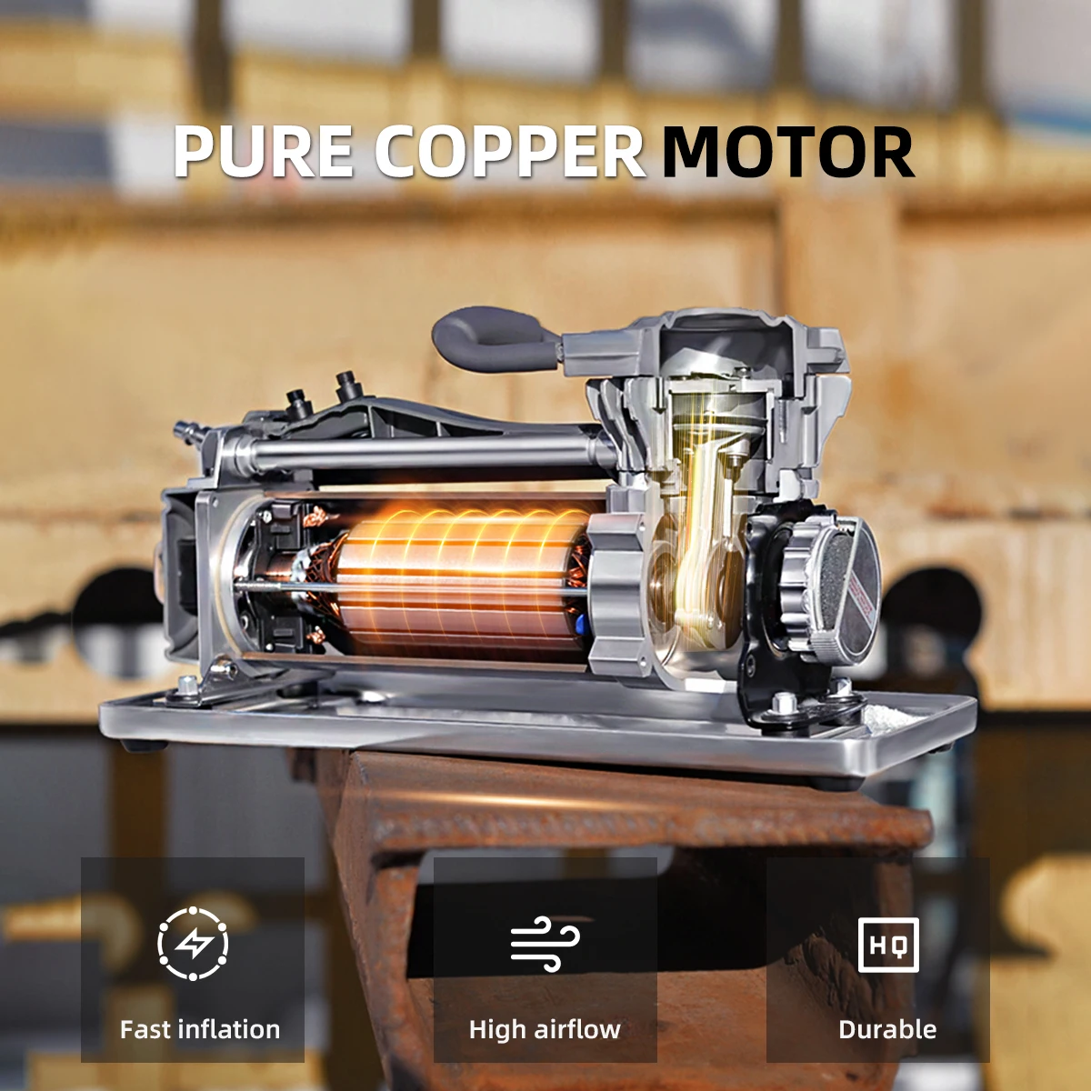 Super Tire Inflator – Portable 12V Air Compressor for Car, Truck, SUV, Jeep, RV, Heavy Duty Pump with Alligator Clip, Up to 37 Inches 3