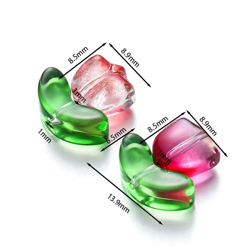 Transparent Small Tulip Glass Flower Beads Necklace Spacer Beads For DIY Jewelry Handmade Crafts Accessories 30pcs/bag