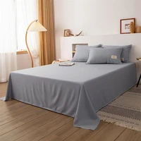 Washed Cotton Flat Bed Sheet Solid Bed Cover Single Double Queen King Size Bedsheet Linens Soft Bedspread (Pillowcase Can Order) 1