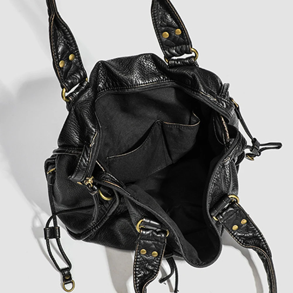 Retro Handbags Women Tote Bag Y2K PU Leather Shoulder Bag Large Crossbody Bags Female Travel Bag Casual Portable Shopper Bag