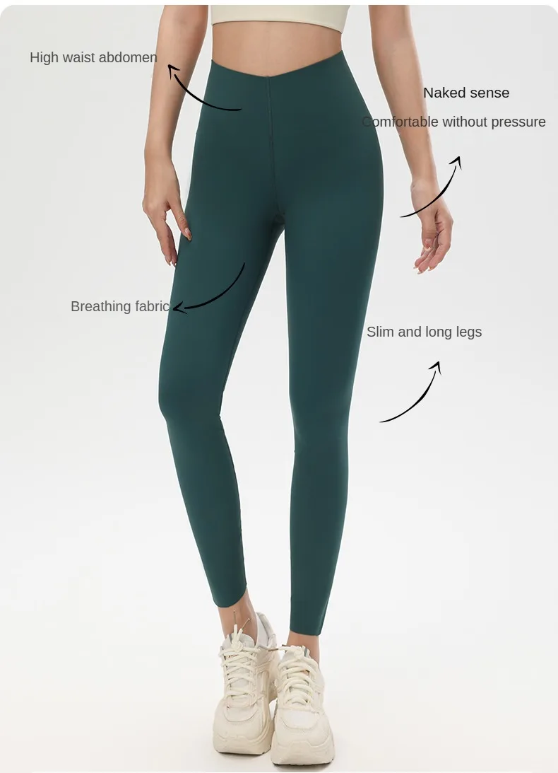 Hoch taillierte Bauchkontrolle und Gesäßstraffung, Yogahose, rote lange Yoga-Hose zum Tragen im Freien beim Training, eng anliegend – Detail 3