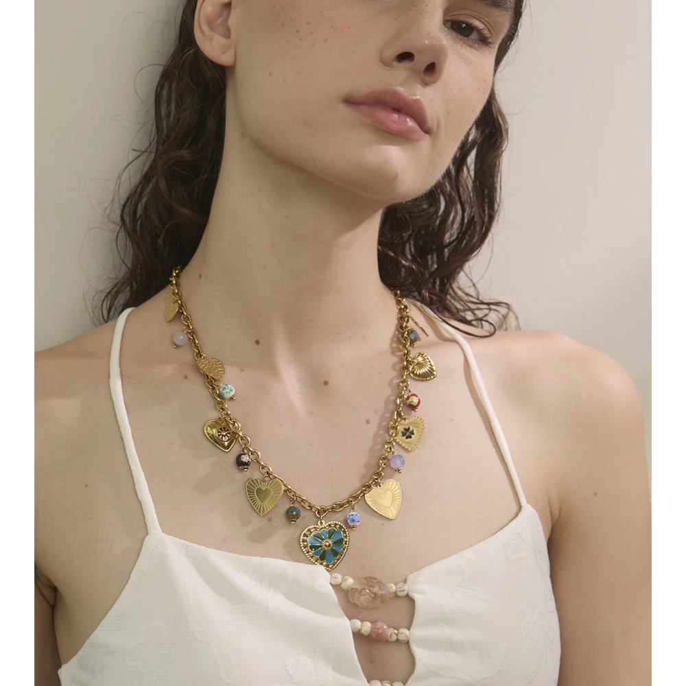 Yhpup 2025 Heart Drop Necklace