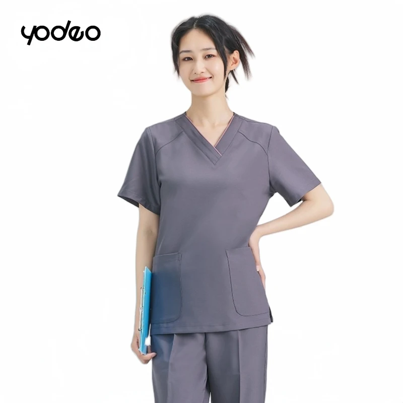 Four seasons short sleeved hand washing clothes for women pet hospital clothes elastic quick drying oral doctor work clothes