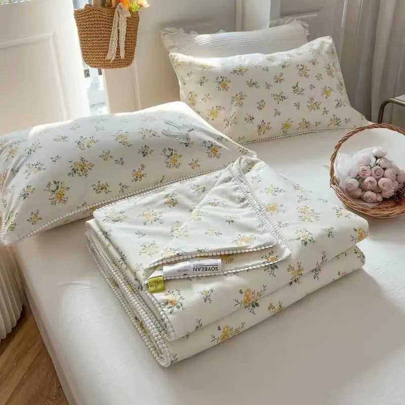 SummerBlanketSoybeanFiberQuilt100CottonPrintingWashableThin