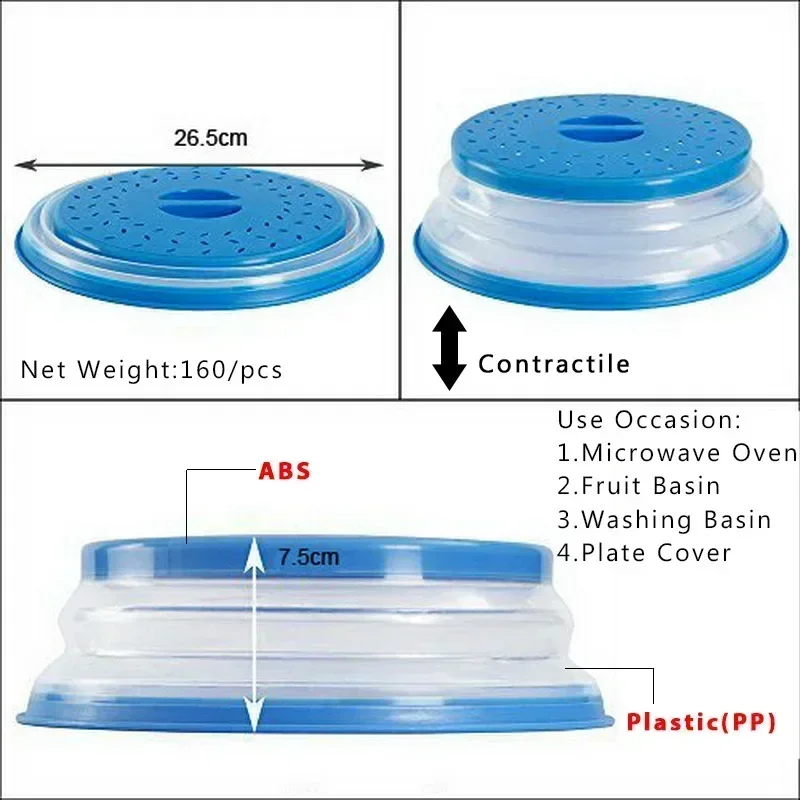 Food Cover Kitchen Utensils Kitchen Supplies Microwave Cover Microwave Splatter Cover Collapsible Food Plate Cover Drainer Basket Microwave Heating Splash-proof Kitchen Cooking Lid