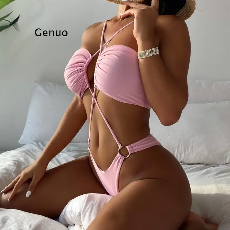 Комплект бикини на завязках из 2 предметов пляжный купальник с перекрестными