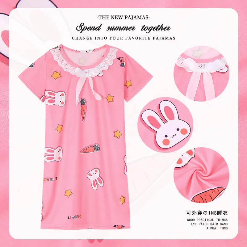 여아용 여름 잠옷 및 로브, 2024 잠옷, 아동복