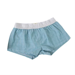 Men Underwear Boxers Plaid Loose Shorts Men Panties Cotton Arrow Pants Classic Basics Homewear