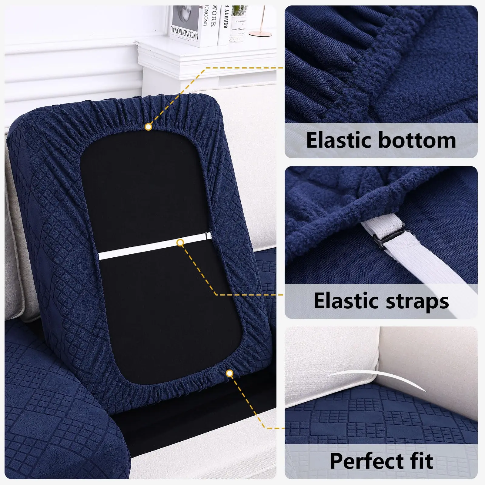 Olanly Magic Sofa Covers Washable Fashion Universal Couch Cushion Covers Navy Cushion Loveseat Large Size Stretch Couch Sofa 4