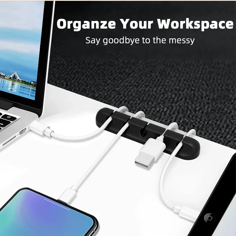 Cable Holder Clips Cable Organizer Silicone USB Winder Management Clips Self Adhesive For Mouse Keyboard Headset For Phone