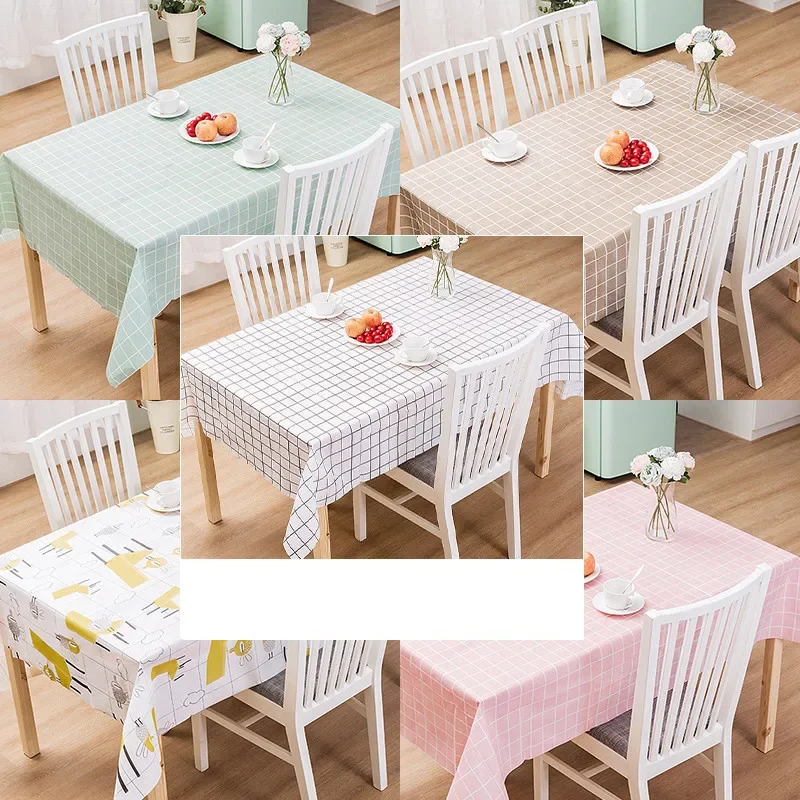 

Waterproof, anti scald, anti oil, and self-cleaning PVC table rectangular grid tea table cover cloth tablecloth