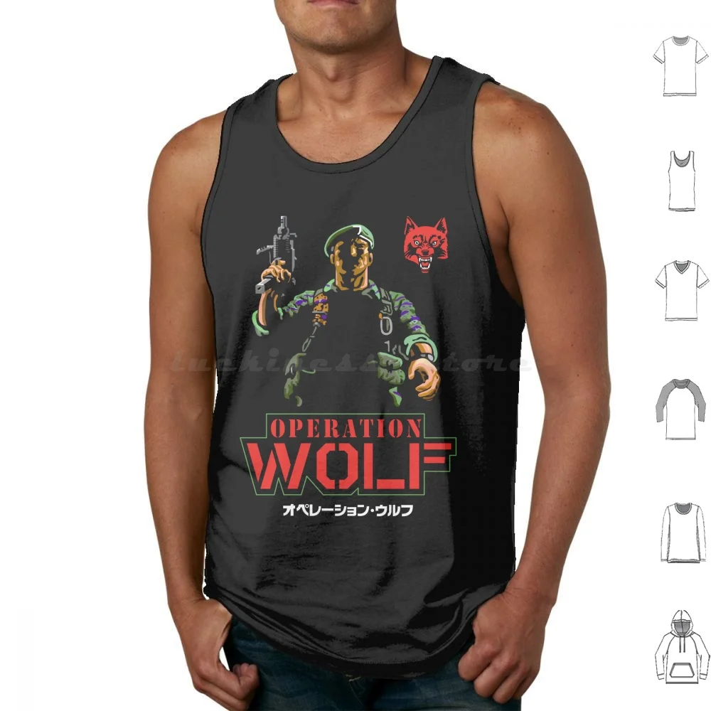 Operazione Wolf Retro Vintage Arcade Game Canotte Gilet Senza Maniche Operazione Wolf Taito Arcadian Videogioco Game Retro Vintage