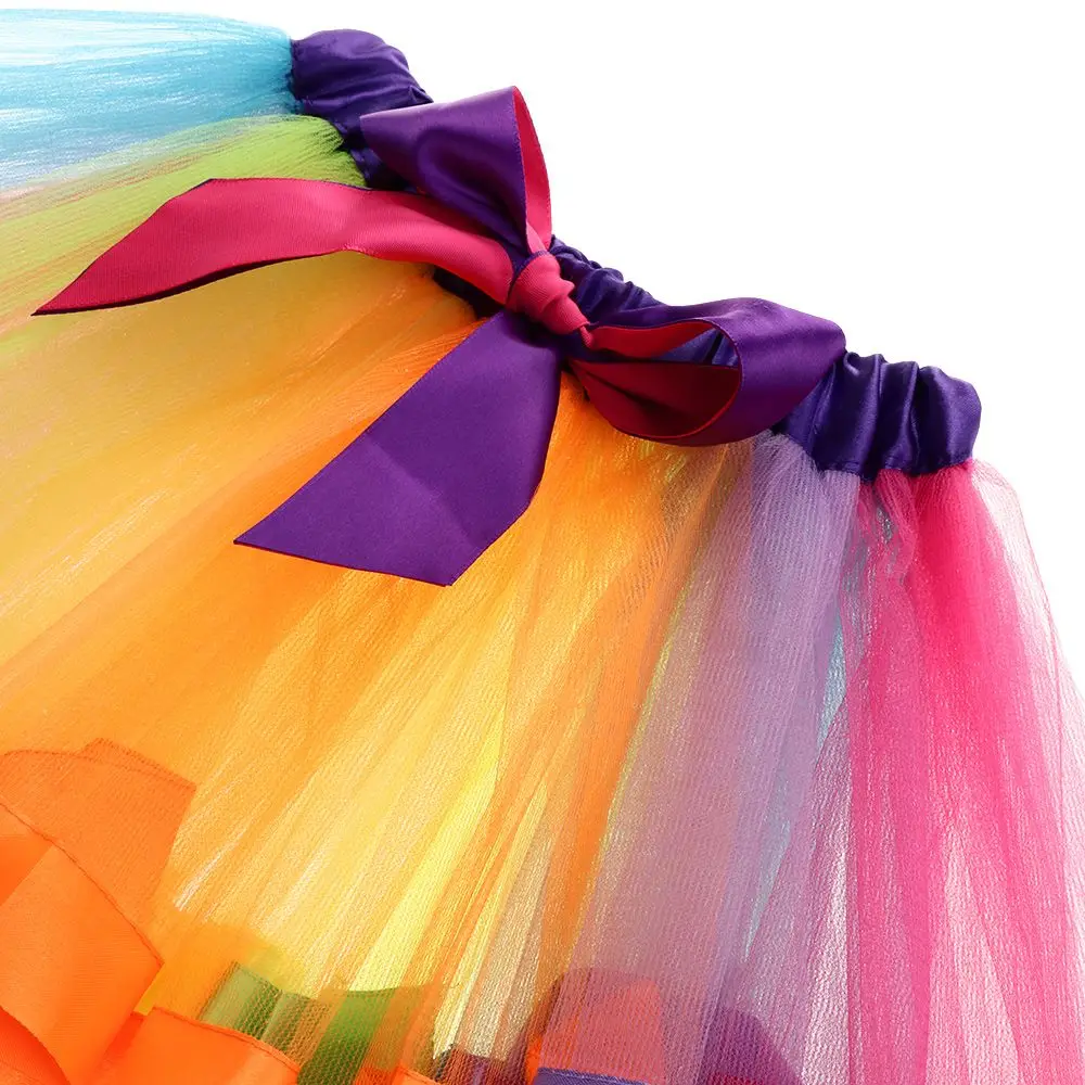 Multicolor Rainbow Tulle Princess Dance Skirt