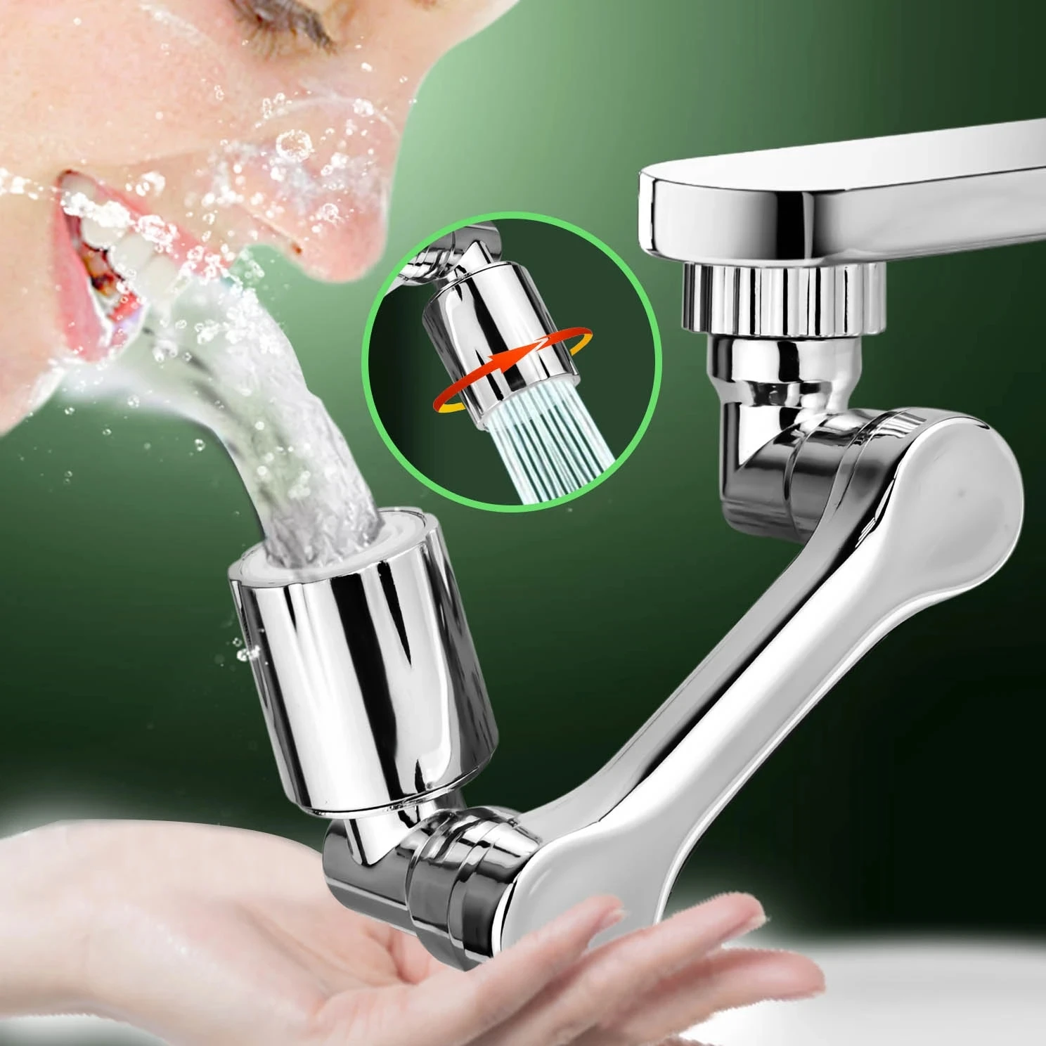 1080° Universal Rotation Faucet Extender Sprayer Head Kitchen Robot Arm