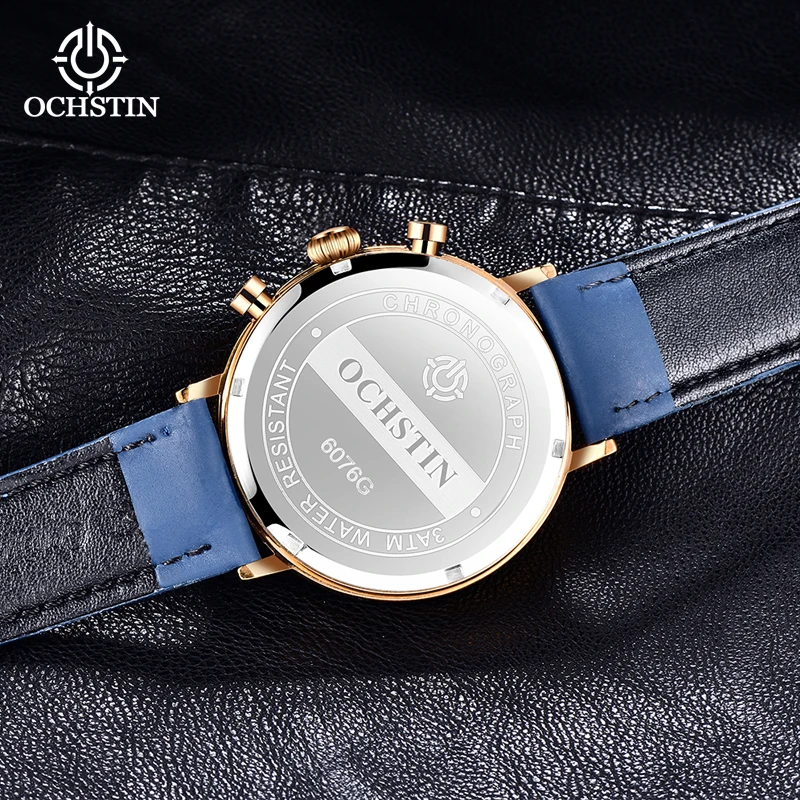 OCHSTIN Pilot Series Multi-functional Quartz Watch With Hard Pot Lid Glass Non-slip Crown Life Waterproof Mens Quartz Watch