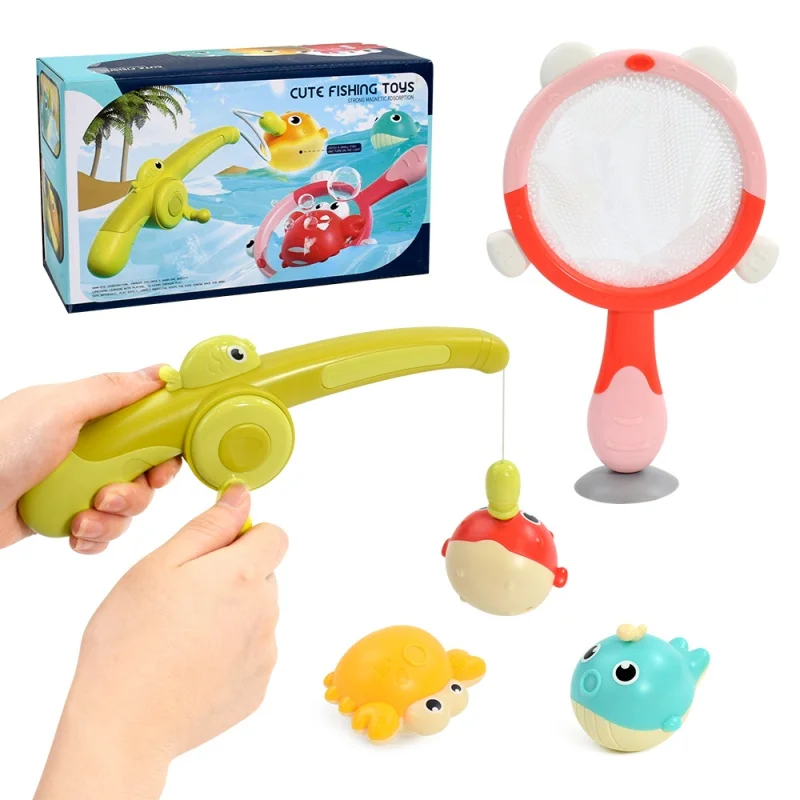 Magnetic LED Light Up Fishing Games Baby Bath Toys Set with Fishing Rod Toddler Bathtub Floating Water Toys for Kids Gift 6