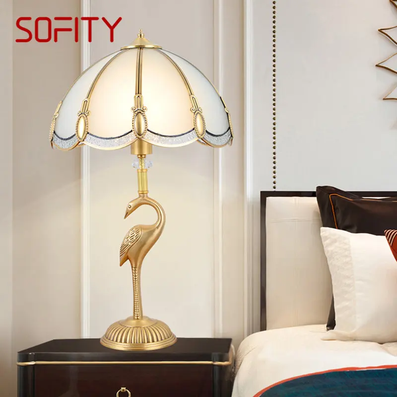 

SOFITY Contemporary Golden Brass Table Lamp LED Copper Creative Decor Desk Light For Home Living Bed Room