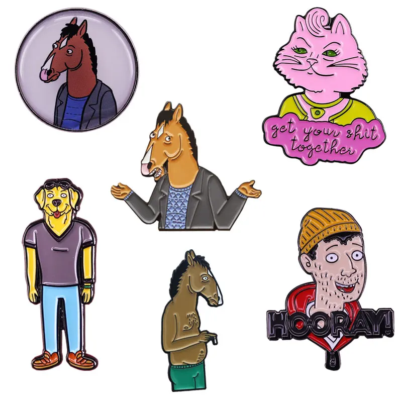 Adult Emotional Animation Horse And Male Badge Cartoon Anime Metal Brooch Backpack Jeans Pin Decoration Fashion Jewelry Gift