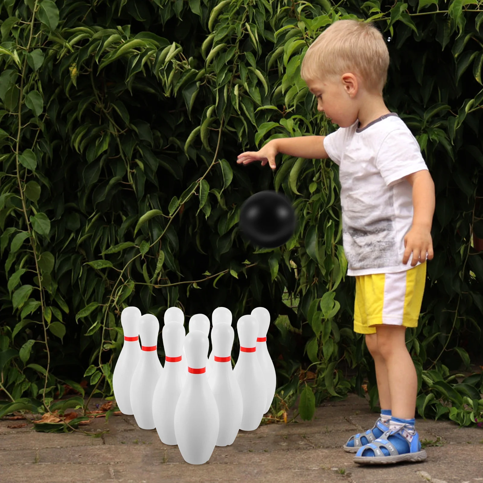 Spielzeug Kunststoff Bowling Spiel Set Spaß Bowling Spiele Eltern Kinder interaktives Spielzeug für die Heims chule (weiß)