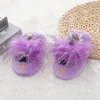 Toddler Boys Slippers Cartoon Peacocks Plush Warm Shoes Kids Winter House Shoes Soft Rubber Sole Home Indoor Footwear Baby Items
