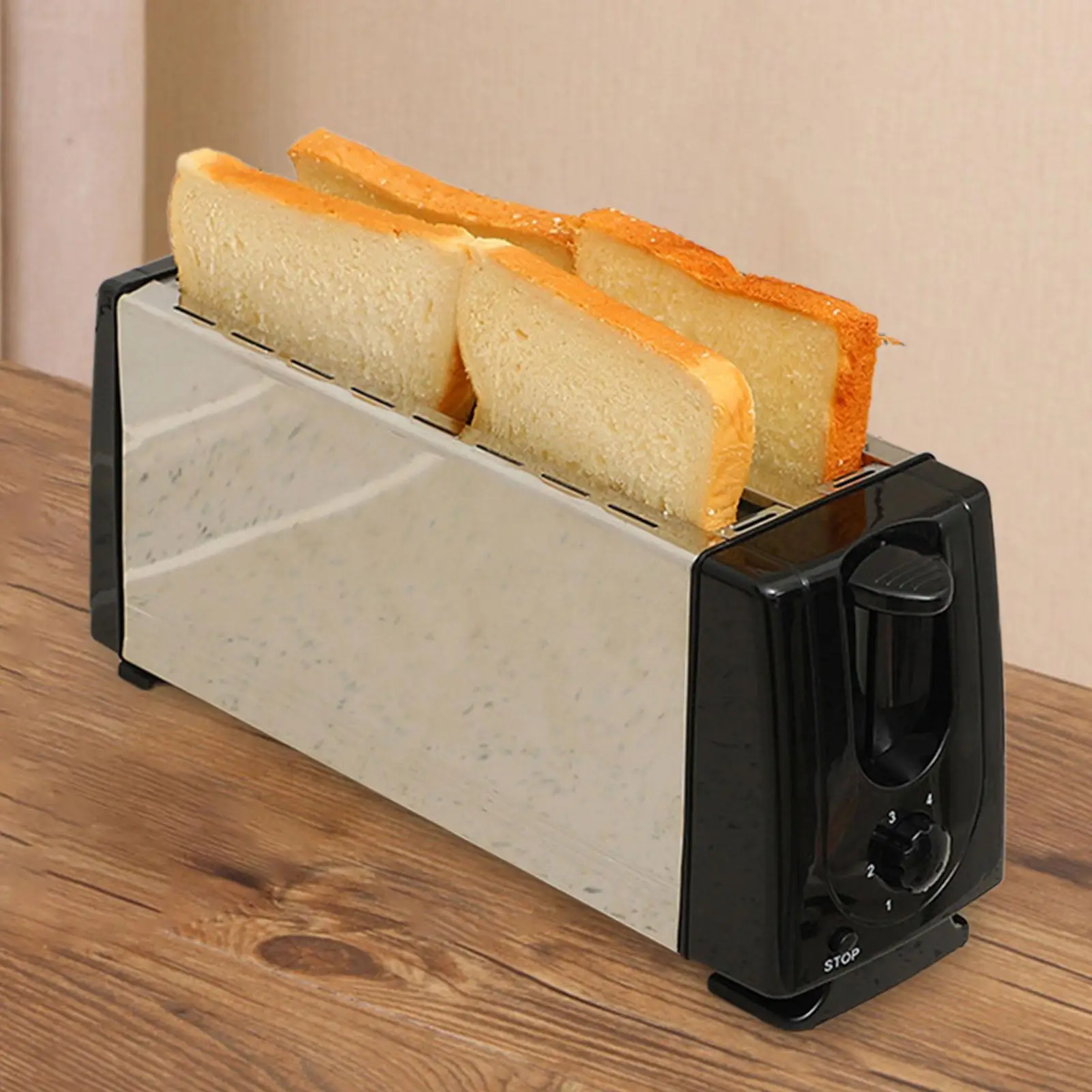 Bread Toaster European Standard Plug 4 Slices Double Sided Heating Bakeware Easy to Clean Compact Sandwich Maker for Puff Pastry