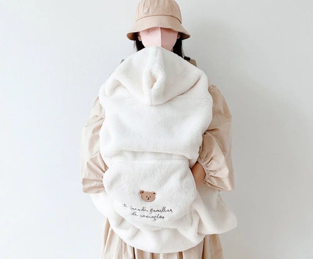 Fleece Blanket Soft Baby Cartoon Coral Fleece Embroidered Bear Rabbit Warm Comforter,coral velvet blanket