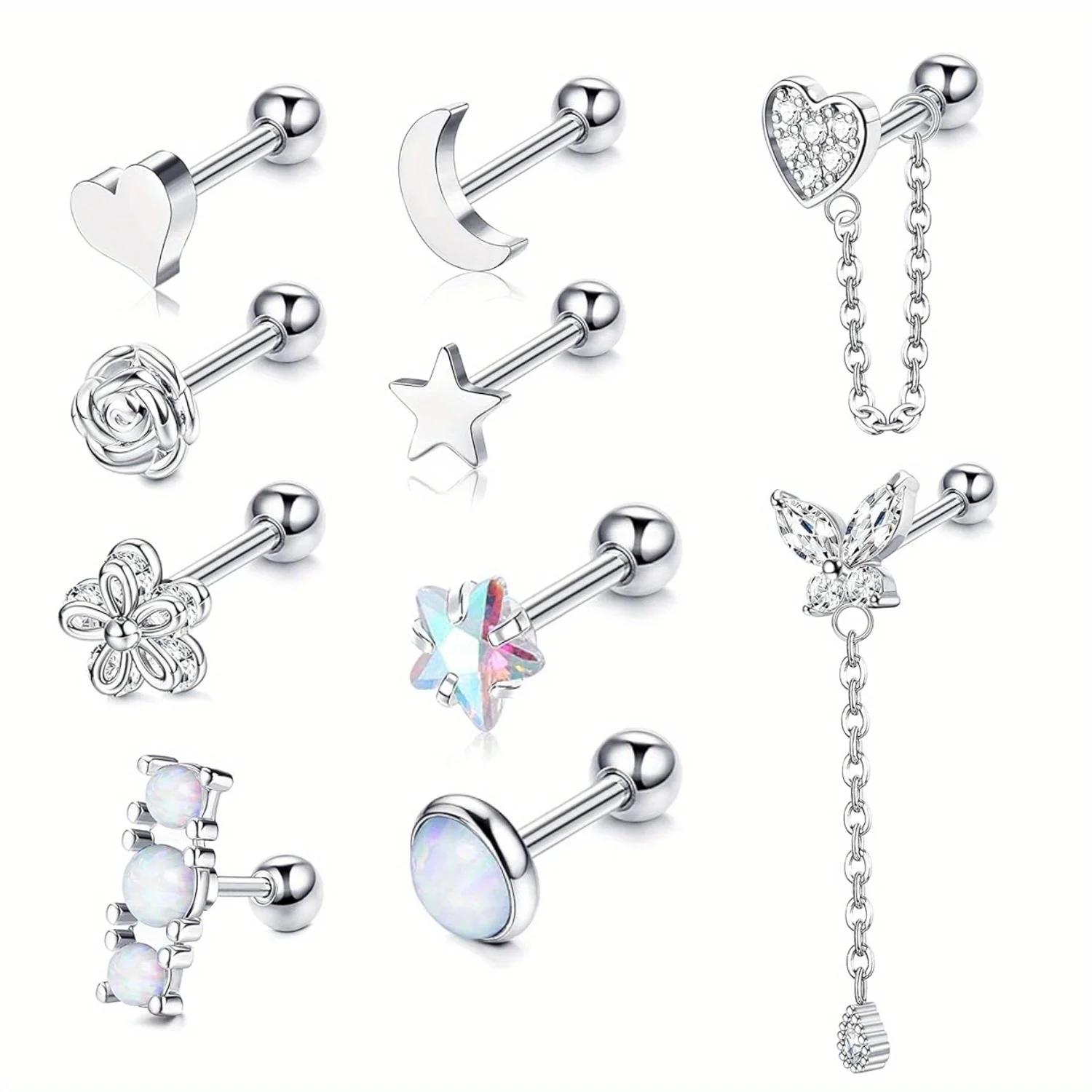 Drperfect الغضروف القرط مربط للنساء الفولاذ المقاوم للصدأ الغضروف هوب القرط القلب زهرة سلسلة استرخى تشيكوسلوفاكيا ثقب المجوهرات 1 Drperfect الغضروف القرط مربط للنساء الفولاذ المقاوم للصدأ الغضروف هوب القرط القلب زهرة سلسلة استرخى تشيكوسلوفاكيا ثقب المجوهرات 1