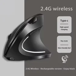 Ergonomic Wireless & Bluetooth Vertical Mouse with Adjustable DPI and Mute Functionality (Rechargeable Version)