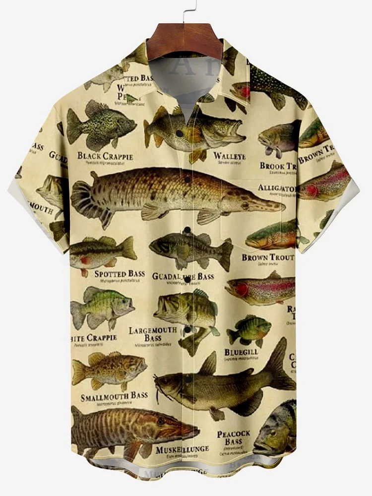 Fishing Pattern 3D Print Shirts For Men Women Outdoor Fish Hunting Turndown Collar Oversized Casual Fashion Top Man Clothing 4