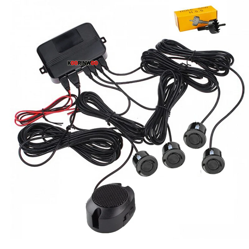 Koorinwoo Adjustable Speaker Car Parking Sensor 4 Reverse Radar Alarm Alert Indicator blind Probe Parktronic System Car-detector