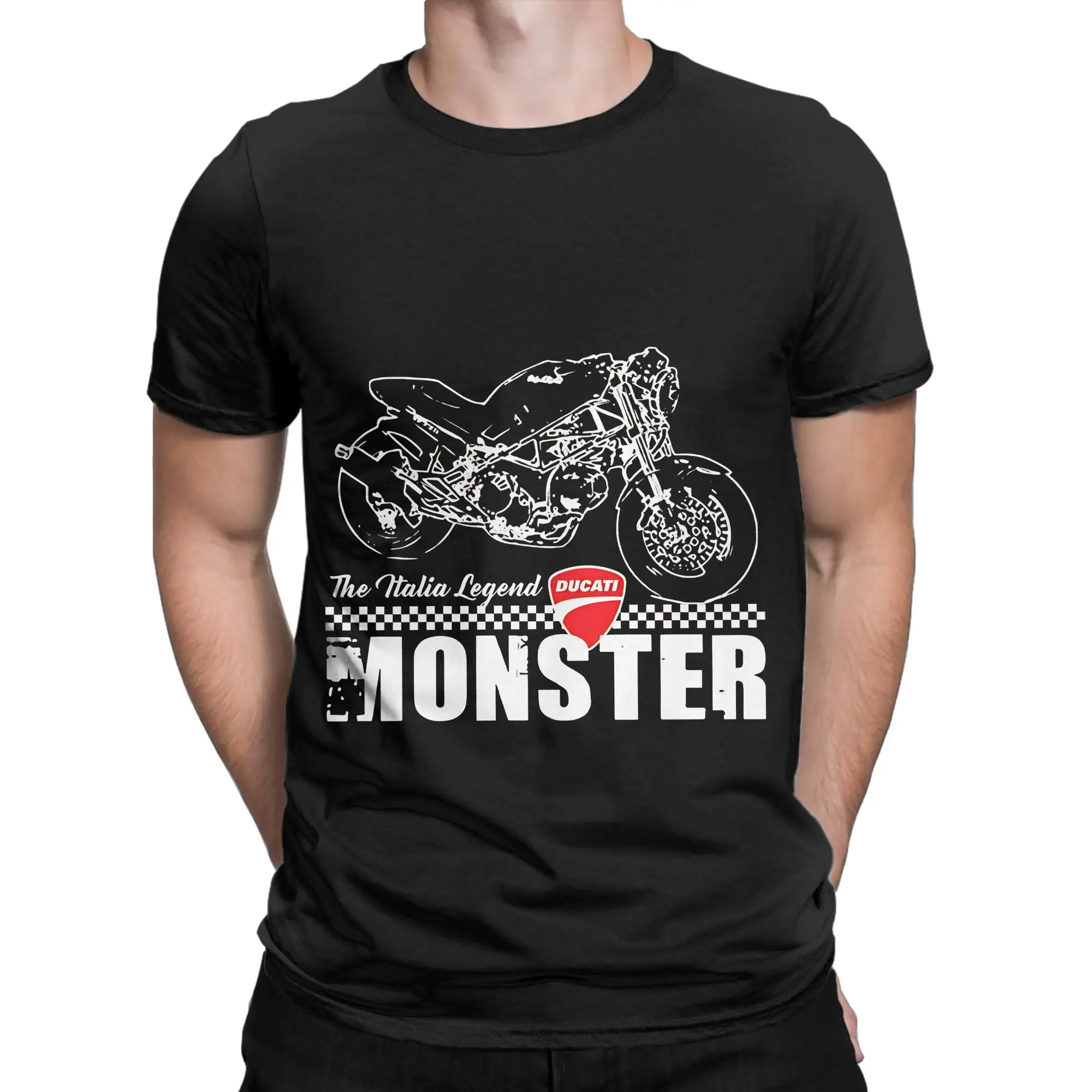 Ducati Monster Motorrad Lustiges T-Shirt aus 100 % Baumwolle, Moto-GP-Tops, T-Shirts für Herren