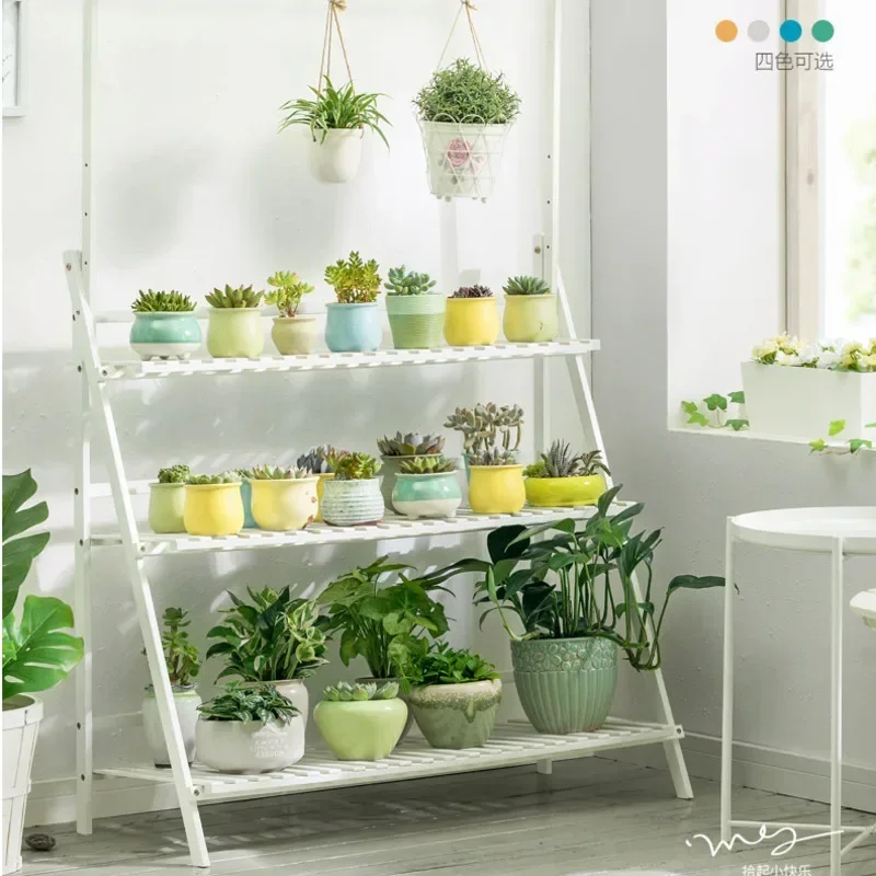 Solid Wood Plant Stand Multi-Layer Hanging Flower Shelf for Balcony Succulent Rack for Living Room or Orchid Display