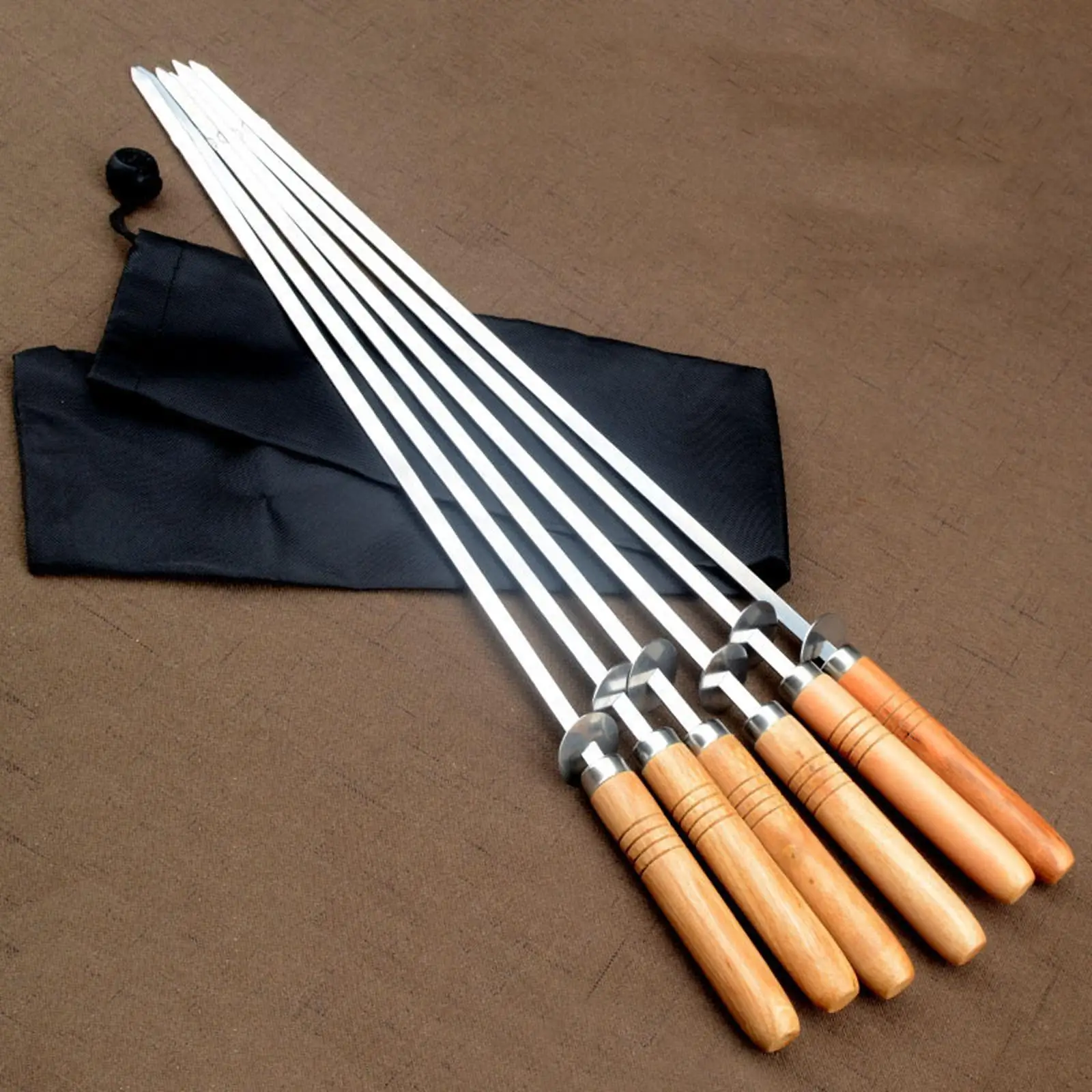 6Pcs Stainless Steel Flat Skewers Barbecue Skewers for Cooking Picnic Meat 6Pcs Stainless Steel Flat Skewers Barbecue Skewers for Cooking Picnic Meat