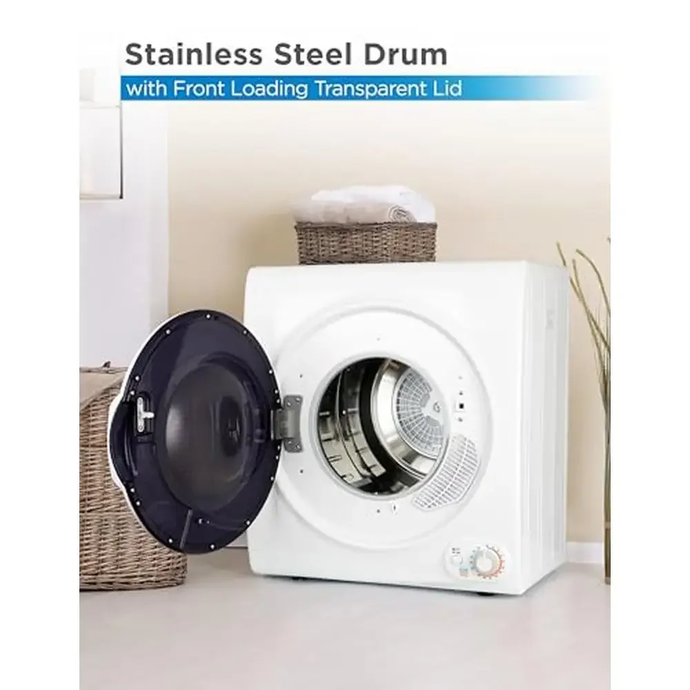 3.5 Cu. Ft. Portable Electric Dryer 120V Front Loading Clothes Machine Holds Up To 13.2 lbs. Laundry Auto Function Compatible.