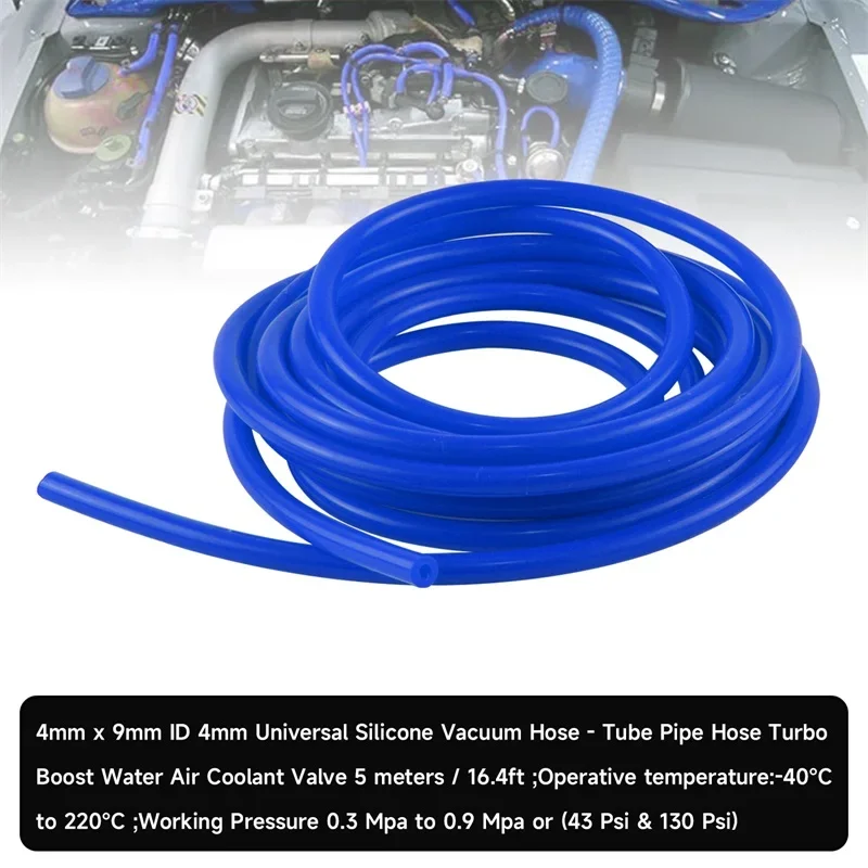 

Blue / Black / Red 4mm ID Silicone Vacuum Tube Hose 5 Meter / 16Ft Length