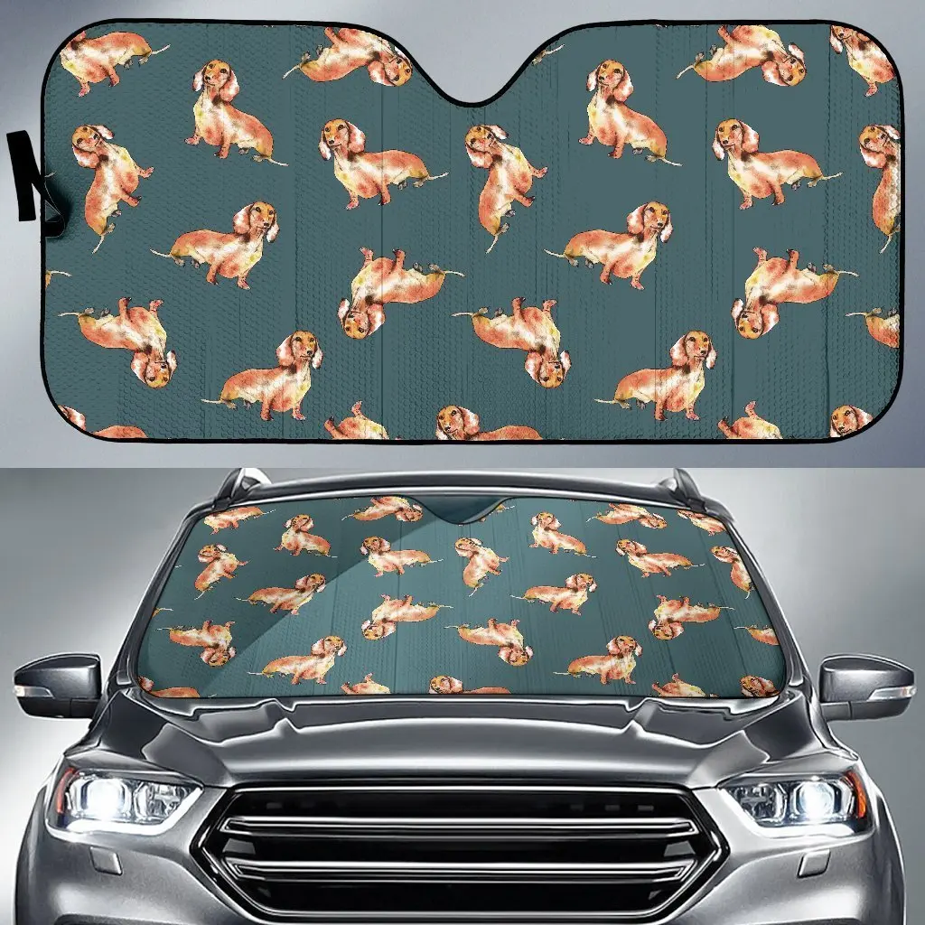 

Wiener Dog Dachshund Portrait Pastel Pattern Print Auto Sun Shade Car Windshield Window Cover Sunshade