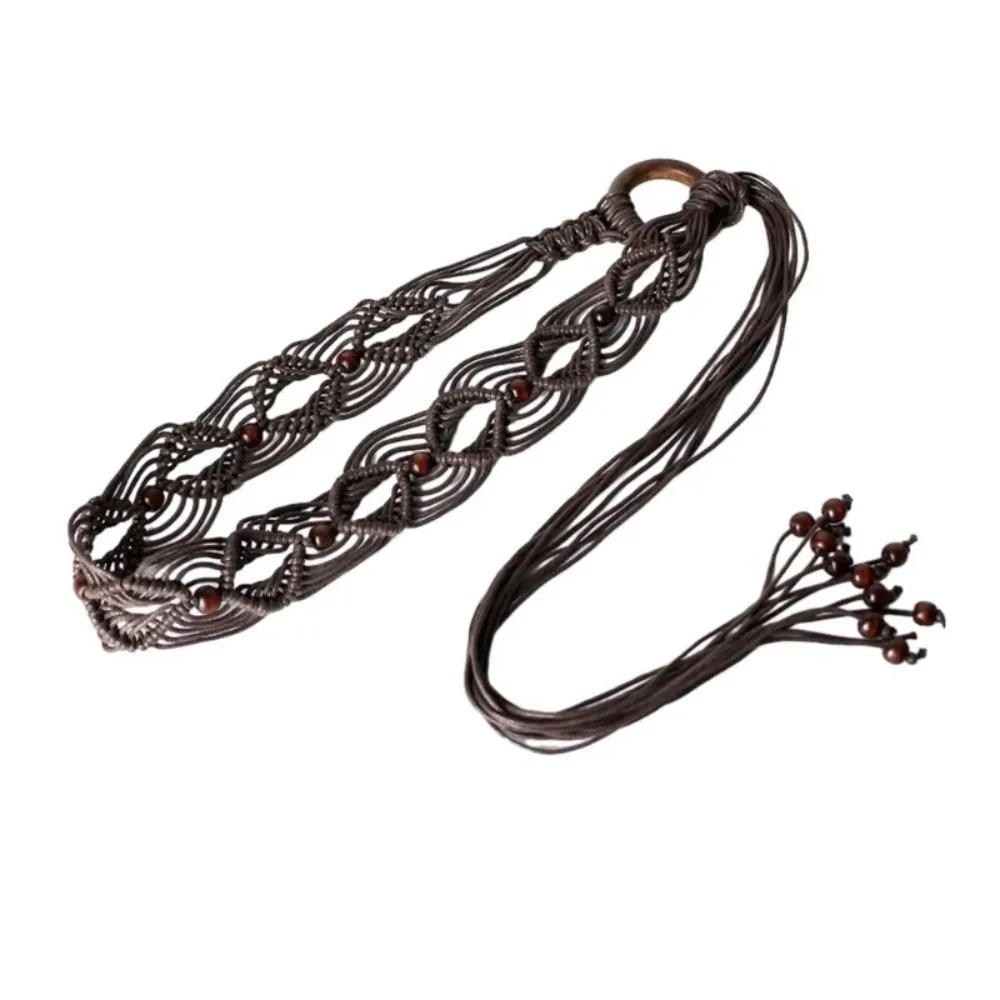 Casual Wax Rope Female Waist Rope Woven Knot Bohemian Style Waist Belt ...